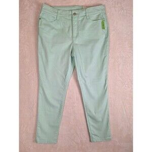 St. John's Bay Women's Size 14 Skinny Ankle Mid Rise Light Green Jeans NWT